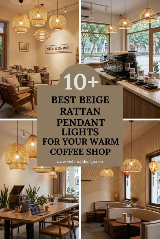 10+ Best Beige Rattan Pendant Lights For Your Warm Coffee Shop - Trending Cafe Decor Ideas