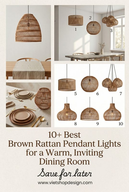 10+ Best Brown Rattan Pendant Lights For A Warm, Inviting Dining Room - Beautiful Dining Room Decor Ideas
