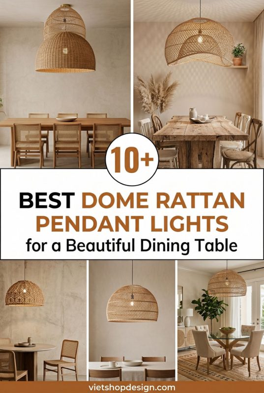 10+ Best Dome Rattan Pendant Lights For A Beautiful Dining Table - Beautiful Dining Room Decor Ideas