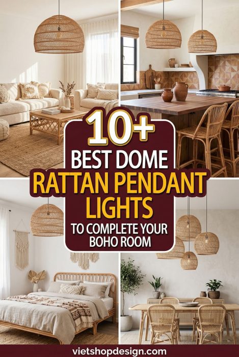 10+ Best Dome Rattan Pendant Lights To Complete Your Boho Room - Bohemian Decor Ideas You'll Love