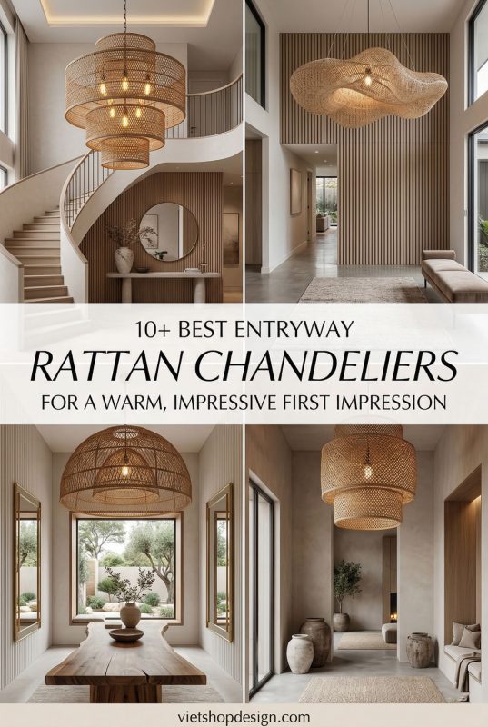 10+ Best Entryway Rattan Chandeliers For A Warm, Impressive First Impression - Welcoming Home Entrance Ideas