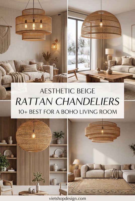 10+ Best Rattan Chandeliers For A Boho Living Room - Cozy Living Room Lighting Inspo