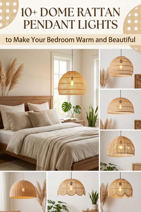 10+ Warm And Beautiful Bedroom Dome Rattan Pendant Lights
