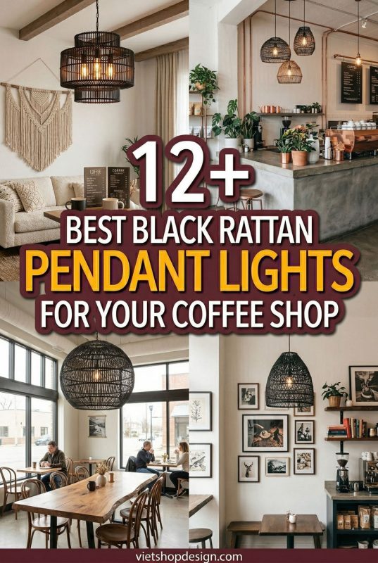 12+ Best Black Rattan Pendant Lights For Your Coffee Shop - Trending Cafe Decor Ideas