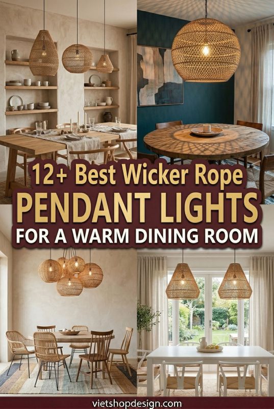 12+ Best Wicker Rope Pendant Lights For A Warm Dining Room - Beautiful Dining Room Decor Ideas