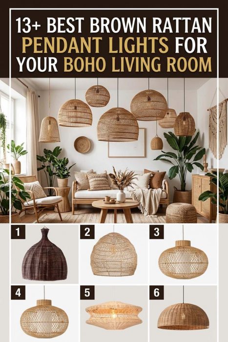 13+ Best Brown Rattan Pendant Lights For Your Boho Living Room