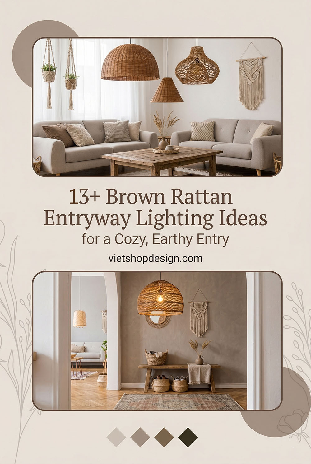 13+ Brown Rattan Entryway Lighting Ideas for a Cozy, Earthy Entry