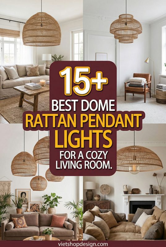 15+ Best Dome Rattan Pendant Lights For A Cozy Living Room - Cozy Living Room Lighting Inspo
