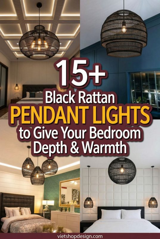 15+ Black Rattan Pendant Lights To Give Your Bedroom Depth & Warmth - Dreamy Bedroom Lighting Ideas