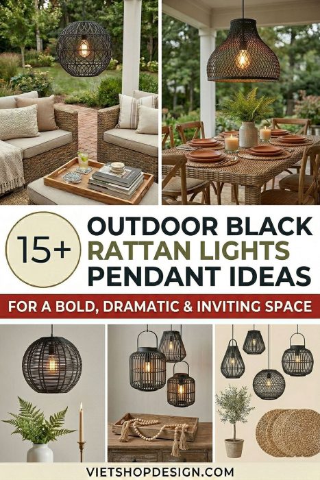 15+ Outdoor Black Rattan Lights For A Bold, Dramatic & Inviting Space