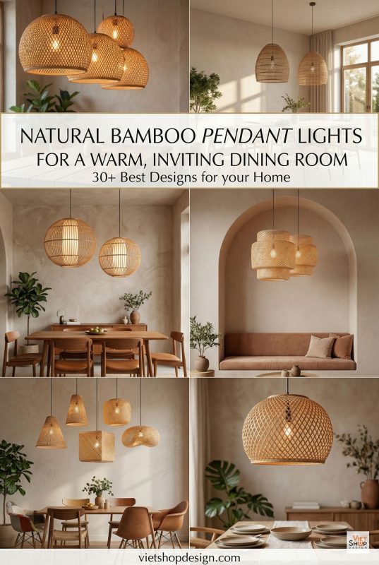 30+ Best Natural Bamboo Pendant Lights For A Warm, Inviting Dining Room - Beautiful Dining Room Decor Ideas