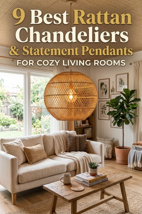 9 Best Rattan Chandeliers & Statement Pendants For Cozy Living Rooms