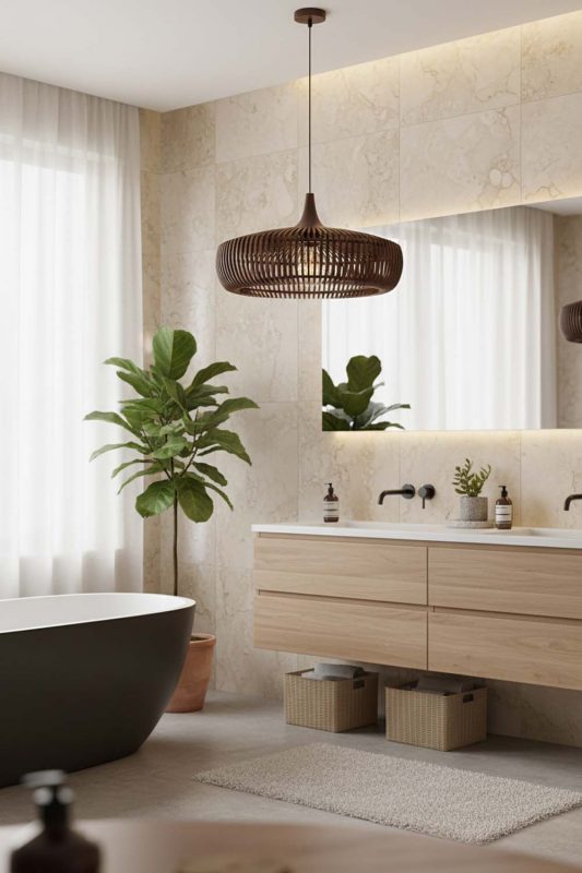 Bathroom Coffee Bentwood Pendant Light - Minimal & Modern