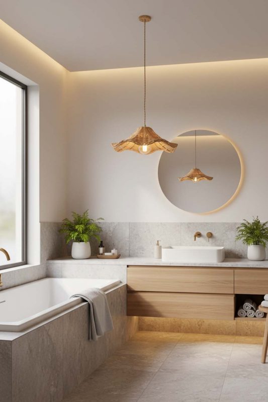 Bathroom Floral Rattan Pendant Light - Calm & Luxurious