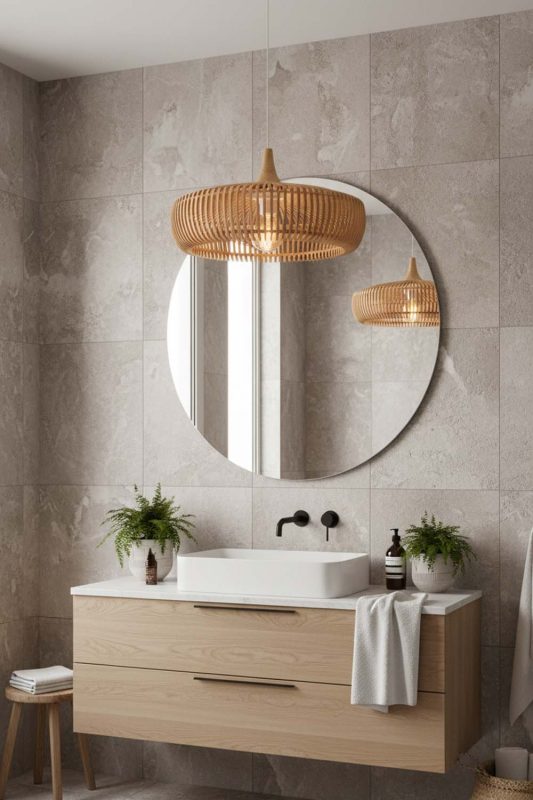 Bathroom Natural Bentwood Pendant Light - Calm & Luxurious