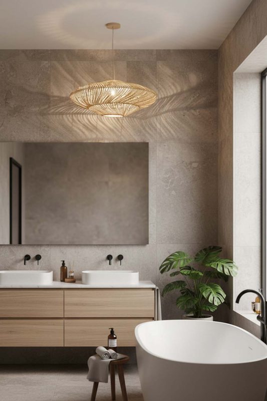 Bathroom Natural Ufo Shades Rattan Lamp - Minimal & Modern