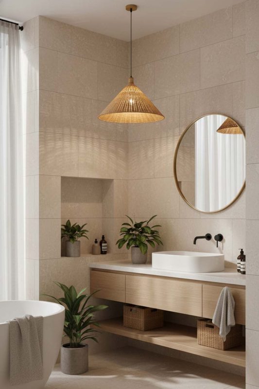 Bathroom Rattan Cone Pendant Light - Clean & Refreshing