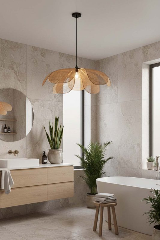 Bathroom Rattan Flower Hanging Light - Clean & Refreshing