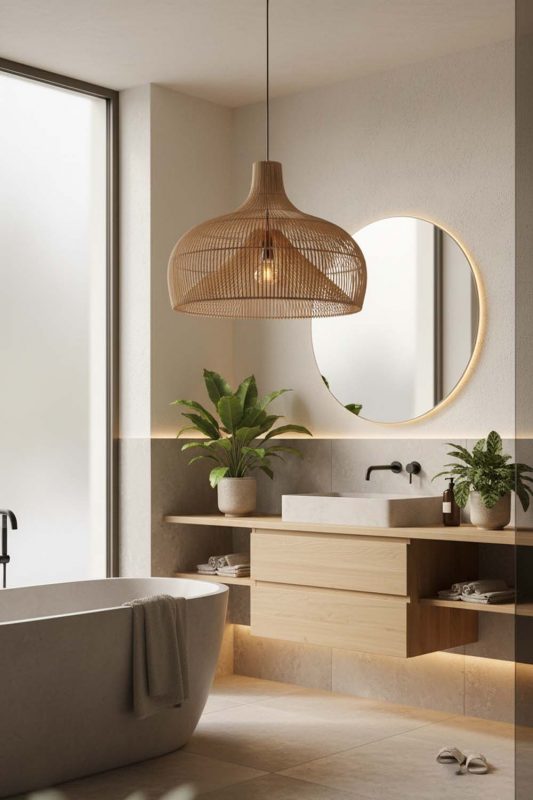 Bathroom Rattan Gourd Pendant Light - Clean & Refreshing