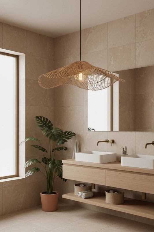 Bathroom Single Lotus Leaf Pendant Light - Spa-like Ambience