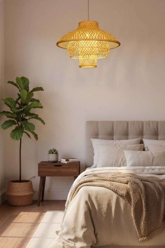 Bedroom Bamboo 3 Layered Pendant Light - Minimal & Serene