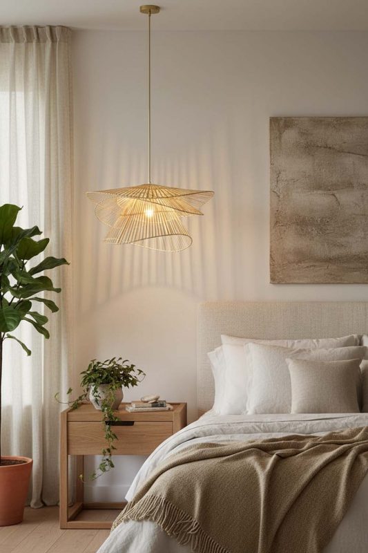 Bedroom Bamboo 3 Tier Pendant Light - Romantic & Warm