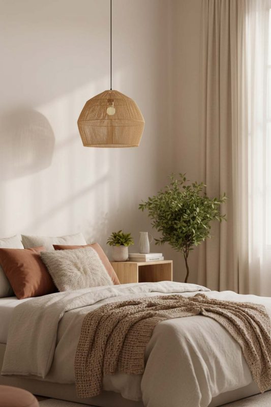 Bedroom Bamboo Cage Pendant Light B - Minimal & Serene