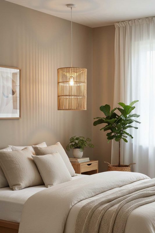 Bedroom Bamboo Geometric Pendant Light Cylinder - Cozy & Relaxing