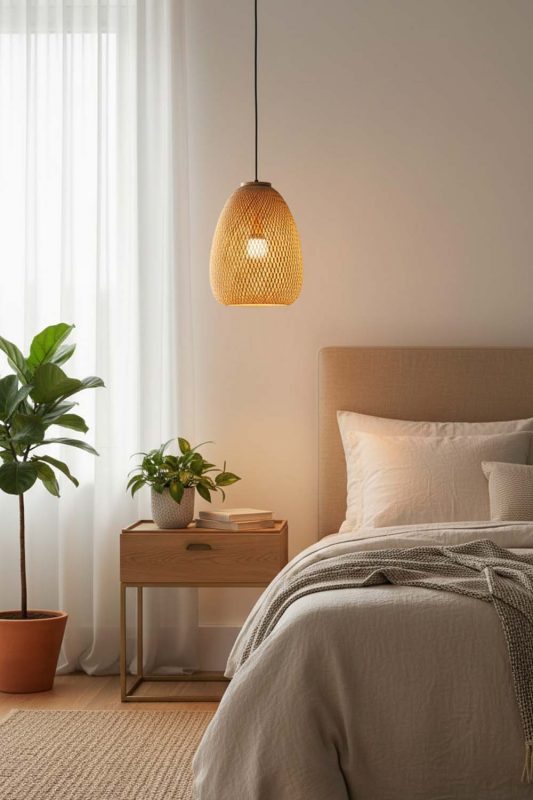 Bedroom Bamboo Raindrop Pendant Light - Calm & Peaceful