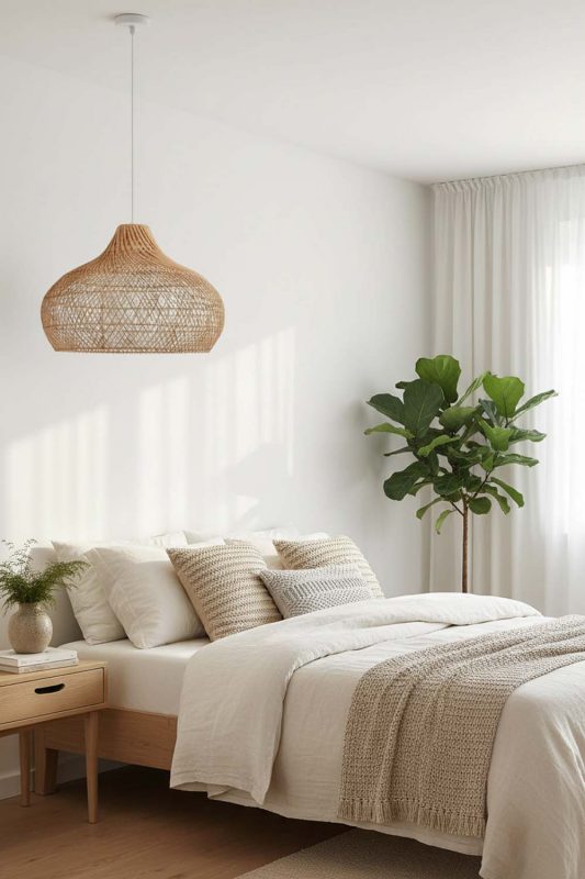 Bedroom Beige Kloe Rattan Pendant Light - Soft & Dreamy