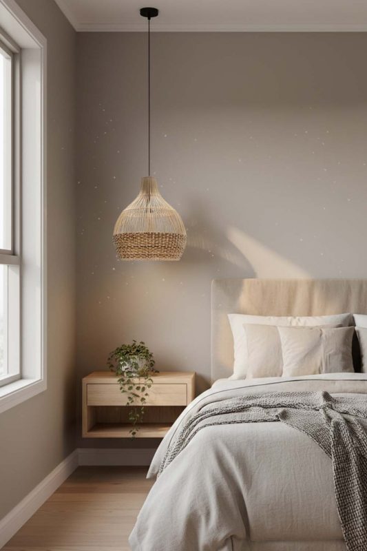 Bedroom Bottom Tan Brown Rattan Pendant Light - Calm & Peaceful