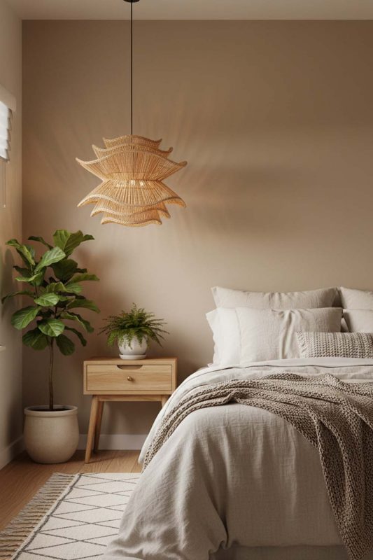 Bedroom Brown Vietnamese Flower Rattan Chandelier - Romantic & Warm