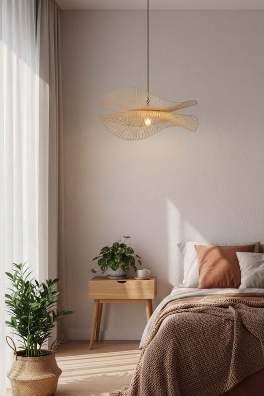 Bedroom Double Bamboo Lotus Leaf Pendant Light - Minimal & Serene