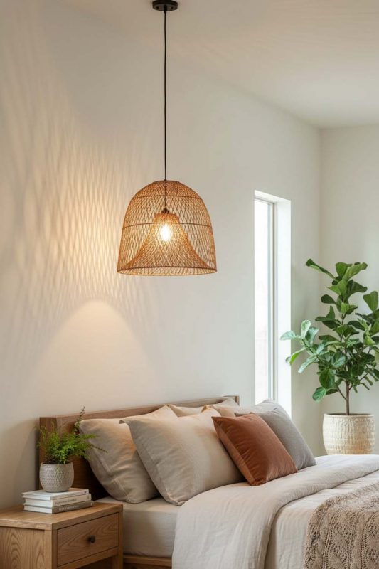 Bedroom Double Layer Rattan Cage Pendant - Calm & Peaceful
