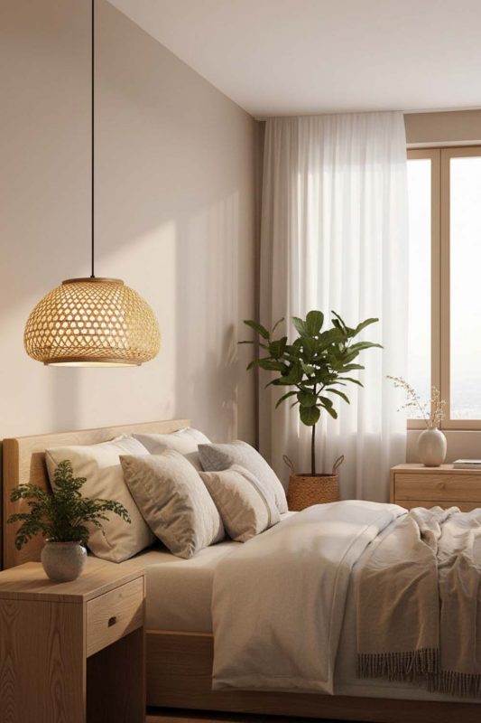 Bedroom Lattice Bamboo Pendant Light - Calm & Peaceful