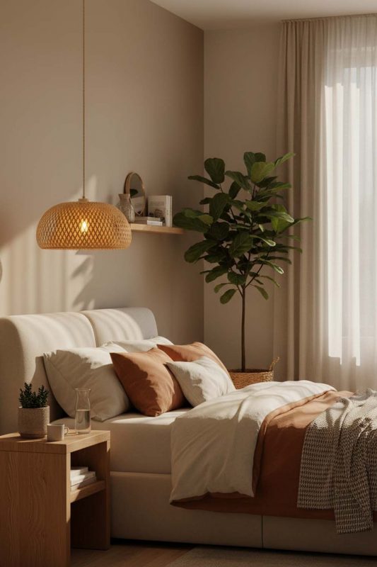 Bedroom Natural Bamboo Basket Light Shade - Soft & Dreamy