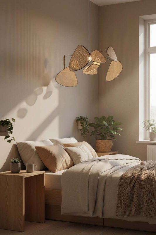 Bedroom Natural Rattan Petal Ceiling Light - Romantic & Warm