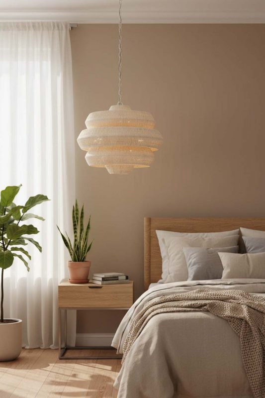 Bedroom Natural Tiered Rattan Chandelier - Soft & Dreamy