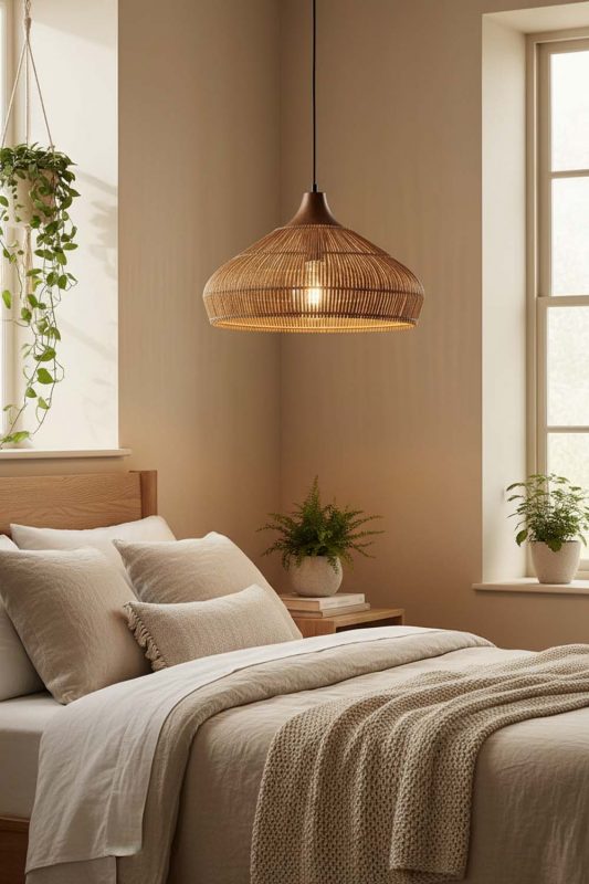Bedroom Open Rattan Pendant Light - Calm & Peaceful