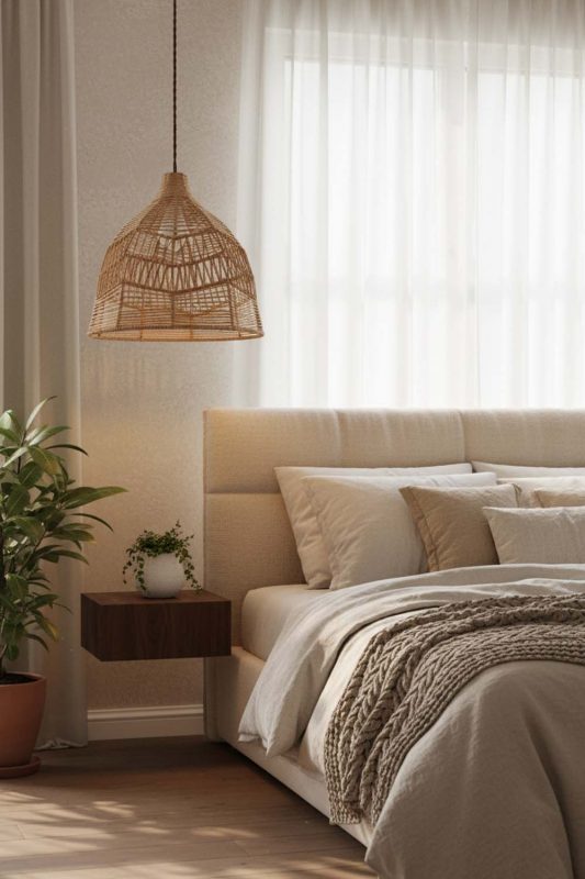 Bedroom Paper Rope Pendant Light B - Soft & Dreamy