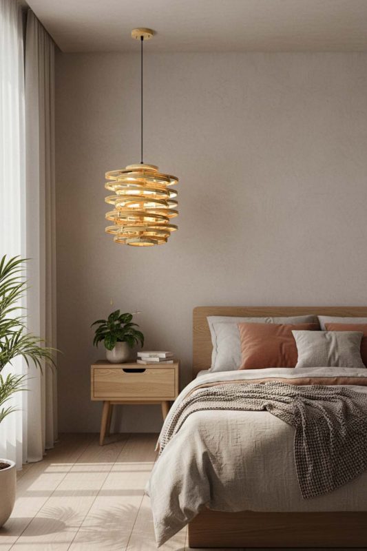Bedroom Rattan Beehive Pendant Light - Minimal & Serene
