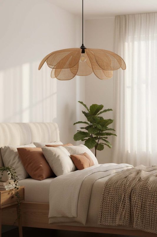 Bedroom Rattan Flower Hanging Light - Cozy & Relaxing