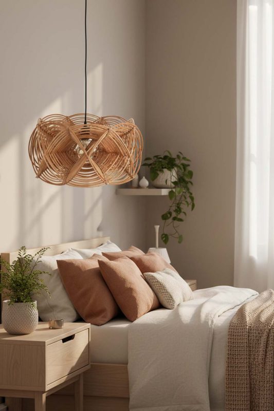 Bedroom Rattan Linear Pendant Light - Calm & Peaceful