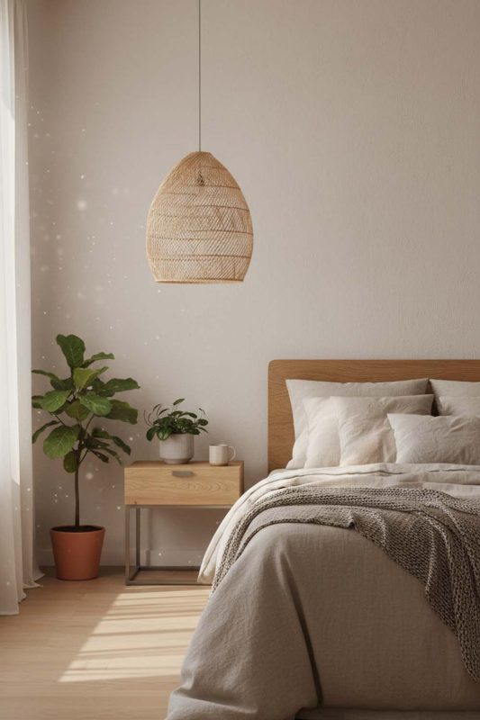 Bedroom Rattan Sophisticated Pendant - Cozy & Relaxing