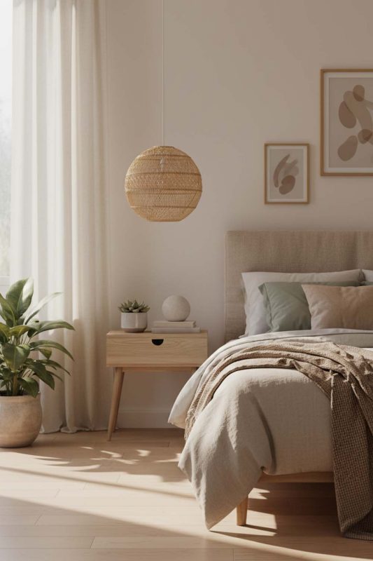Bedroom Sophisticated Rattan Global Pendant - Soft & Dreamy