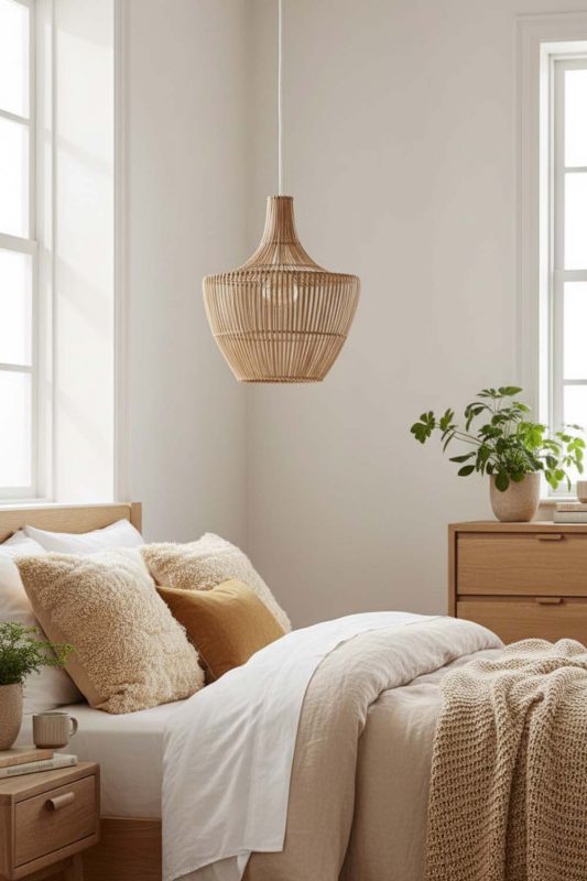 Bedroom Special Geometric Bamboo Pendant Light - Minimal & Serene