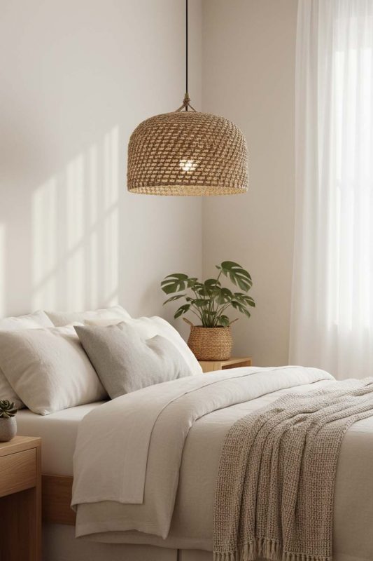 Bedroom Vintage Hemp Rope Pendant Light - Soft & Dreamy