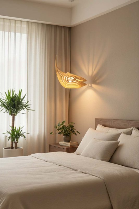 Bedroom Whale Wood Pendant Light - Soft & Dreamy