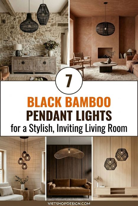 Black Bamboo Pendant Lights For A Stylish, Inviting Living Room
