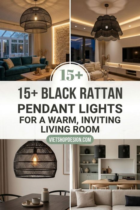 Black Rattan Pendant Lights For A Warm, Inviting Living Room